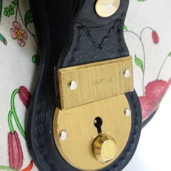 Auth GUCCI Flora Floral Flowers Canvas Leather Speedy Boston Duffel Handbag Bag - Picture 7 of 16